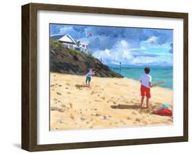 Bowling and Batting, Abersoch, 2015-Andrew Macara-Framed Giclee Print