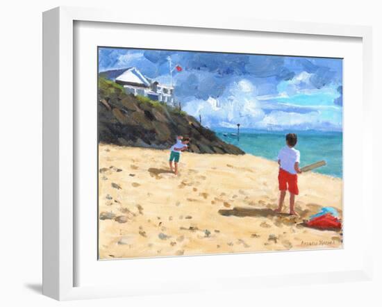 Bowling and Batting, Abersoch, 2015-Andrew Macara-Framed Giclee Print