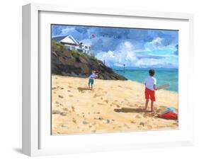 Bowling and Batting, Abersoch, 2015-Andrew Macara-Framed Giclee Print