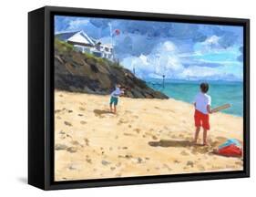Bowling and Batting, Abersoch, 2015-Andrew Macara-Framed Stretched Canvas