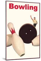 Bowling Ball and Pins-null-Mounted Art Print