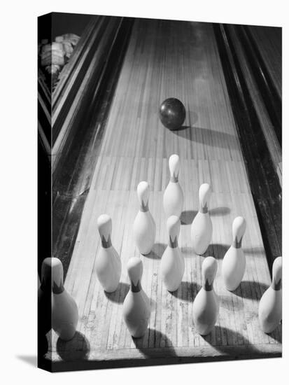 Bowling Ball Heading Toward Pins-Philip Gendreau-Stretched Canvas