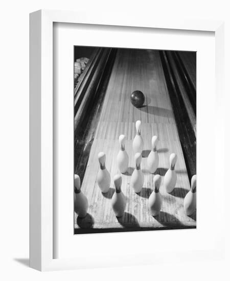 Bowling Ball Heading Toward Pins-Philip Gendreau-Framed Photographic Print