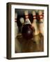 Bowling Ball Striking Pins-null-Framed Photographic Print