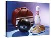 Bowling Ball with a Bowling Pin and Bowling Shoes-null-Stretched Canvas