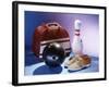 Bowling Ball with a Bowling Pin and Bowling Shoes-null-Framed Photographic Print