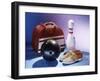 Bowling Ball with a Bowling Pin and Bowling Shoes-null-Framed Photographic Print