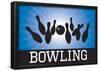 Bowling Blue Sports Poster Print-null-Framed Poster