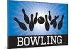 Bowling Blue Sports Poster Print-null-Mounted Poster