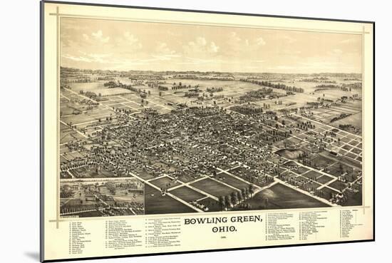 Bowling Green, Ohio - Panoramic Map-Lantern Press-Mounted Art Print