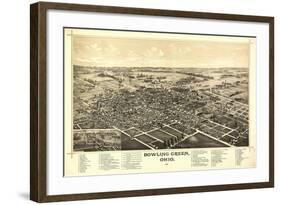 Bowling Green, Ohio - Panoramic Map-Lantern Press-Framed Art Print