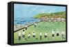 Bowling on Newlyn Green-Judy Joel-Framed Stretched Canvas