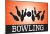 Bowling Orange Sports Poster Print-null-Mounted Poster