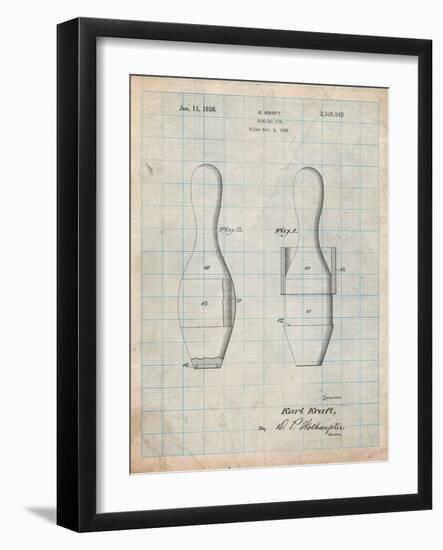 Bowling Pin 1938 Patent-Cole Borders-Framed Art Print