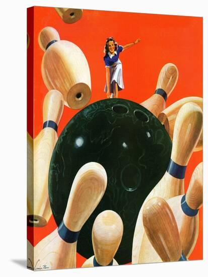 "Bowling Strike," March 15, 1941-Lonie Bee-Stretched Canvas