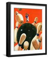 "Bowling Strike," March 15, 1941-Lonie Bee-Framed Premium Giclee Print