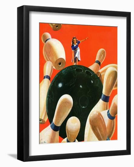 "Bowling Strike," March 15, 1941-Lonie Bee-Framed Premium Giclee Print