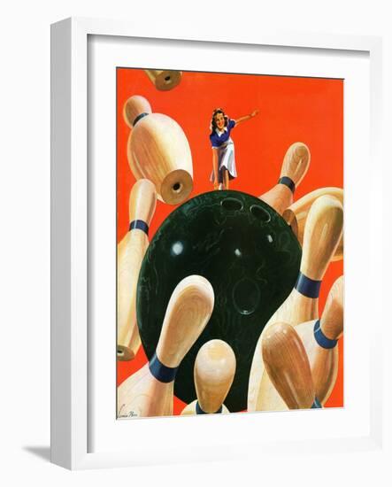 "Bowling Strike," March 15, 1941-Lonie Bee-Framed Premium Giclee Print