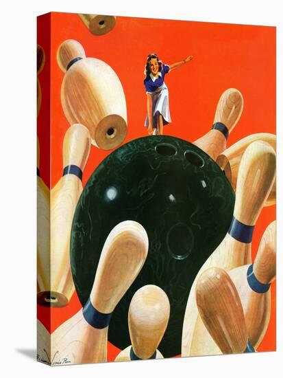 "Bowling Strike," March 15, 1941-Lonie Bee-Stretched Canvas