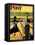 "Bowling Strike" Saturday Evening Post Cover, January 28, 1950-George Hughes-Framed Stretched Canvas