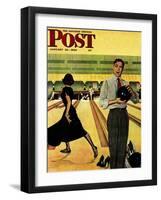 "Bowling Strike" Saturday Evening Post Cover, January 28, 1950-George Hughes-Framed Giclee Print