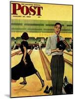 "Bowling Strike" Saturday Evening Post Cover, January 28, 1950-George Hughes-Mounted Giclee Print