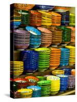 Bowls and Plates on Display, for Sale at Vendors Booth, Spice Market, Istanbul, Turkey-Darrell Gulin-Stretched Canvas