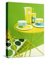 Bowls, Beakers and Coffee Pot on Yellow Metal Table-Benedetta Spinelli-Stretched Canvas