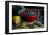 Bowls of Fresh Blueberries on a Rustic Farm Table-Cynthia Classen-Framed Photographic Print