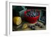 Bowls of Fresh Blueberries on a Rustic Farm Table-Cynthia Classen-Framed Photographic Print