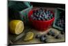 Bowls of Fresh Blueberries on a Rustic Farm Table-Cynthia Classen-Mounted Photographic Print