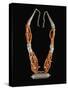 Bowsani-Style Beaded Necklace Made of Coral and Filigreed Silver Elements-null-Stretched Canvas