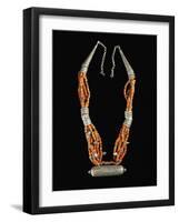 Bowsani-Style Beaded Necklace Made of Coral and Filigreed Silver Elements-null-Framed Giclee Print