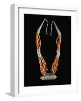 Bowsani-Style Beaded Necklace Made of Coral and Filigreed Silver Elements-null-Framed Giclee Print