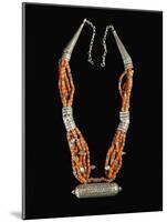 Bowsani-Style Beaded Necklace Made of Coral and Filigreed Silver Elements-null-Mounted Giclee Print