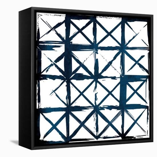 Box Blue Lines-Jace Grey-Framed Stretched Canvas