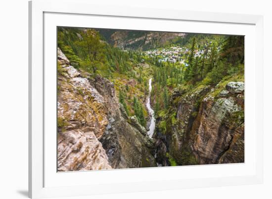 Box Canyon and the town of Ouray, Colorado, USA-Russ Bishop-Framed Premium Photographic Print