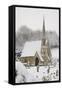 Box Cemetery Chapel after Heavy Snow, Box, Wiltshire, England, United Kingdom, Europe-Nick Upton-Framed Stretched Canvas
