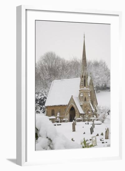 Box Cemetery Chapel after Heavy Snow, Box, Wiltshire, England, United Kingdom, Europe-Nick Upton-Framed Photographic Print