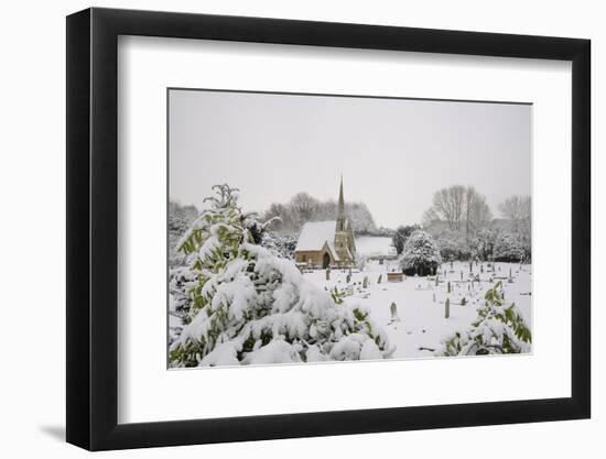 Box Cemetery Chapel after Heavy Snow, Box, Wiltshire, England, United Kingdom, Europe-Nick Upton-Framed Photographic Print