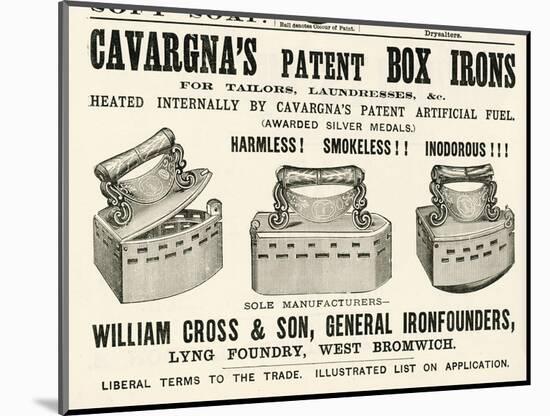 Box Irons Heated Internally by Patent Artificial Fuel-null-Mounted Art Print