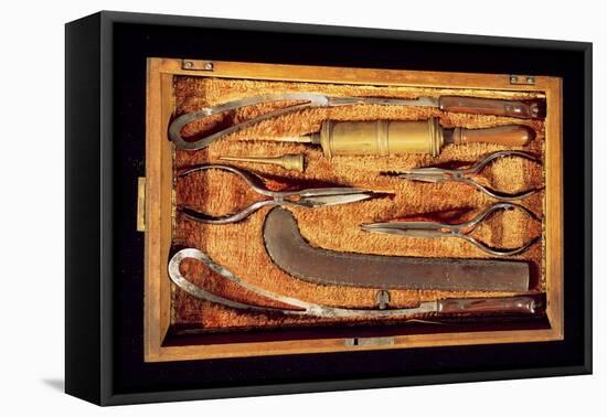 Box of Obstetric Instruments (Wood and Metal)-Italian-Framed Stretched Canvas