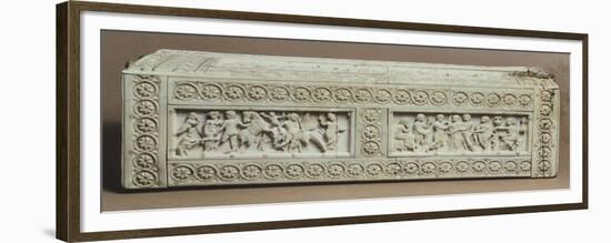 Box of Veroli, Engraved Ivory Case with Rosettes and Low Reliefs Depicting Mythological Scenes-null-Framed Premium Giclee Print