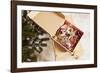 Box with Chistmas Ornaments Next to Christmas Tree, Munich, Bavaria, Germany-Dario Secen-Framed Photographic Print