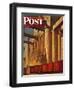 "Boxcars at Grain Elevators," Saturday Evening Post Cover, October 4, 1947-John Atherton-Framed Giclee Print