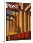 "Boxcars at Grain Elevators," Saturday Evening Post Cover, October 4, 1947-John Atherton-Framed Giclee Print