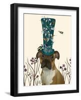 Boxer and Bird Hat-Fab Funky-Framed Art Print