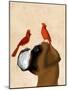 Boxer and Red Cardinals-Fab Funky-Mounted Art Print