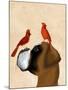 Boxer and Red Cardinals-Fab Funky-Mounted Art Print