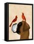 Boxer and Red Cardinals-Fab Funky-Framed Stretched Canvas